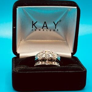 Leo diamond 3 stone band with Kay diamond enhancers